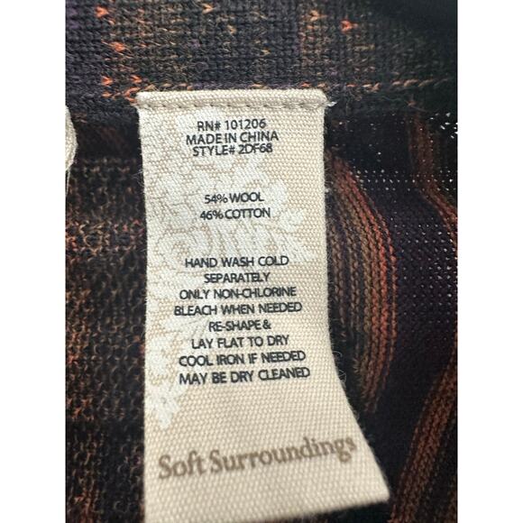 Soft Surroundings Black Aztec Shrug Sweater Cardigan Wool Blend Women's Small - Picture 5 of 6